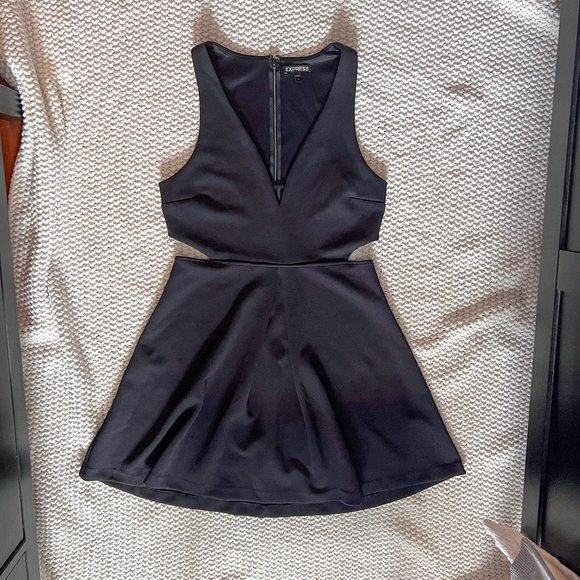Express Dresses & Skirts - Express Women's Black Skater Cut-Out Dress ID 00400300 11/15 Size 10